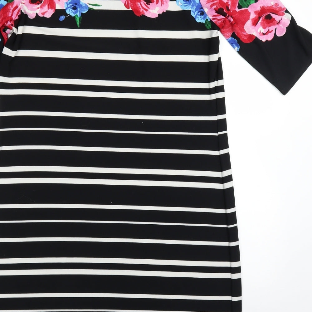 M&Co Womens Black Striped  T-Shirt Dress  Size 16