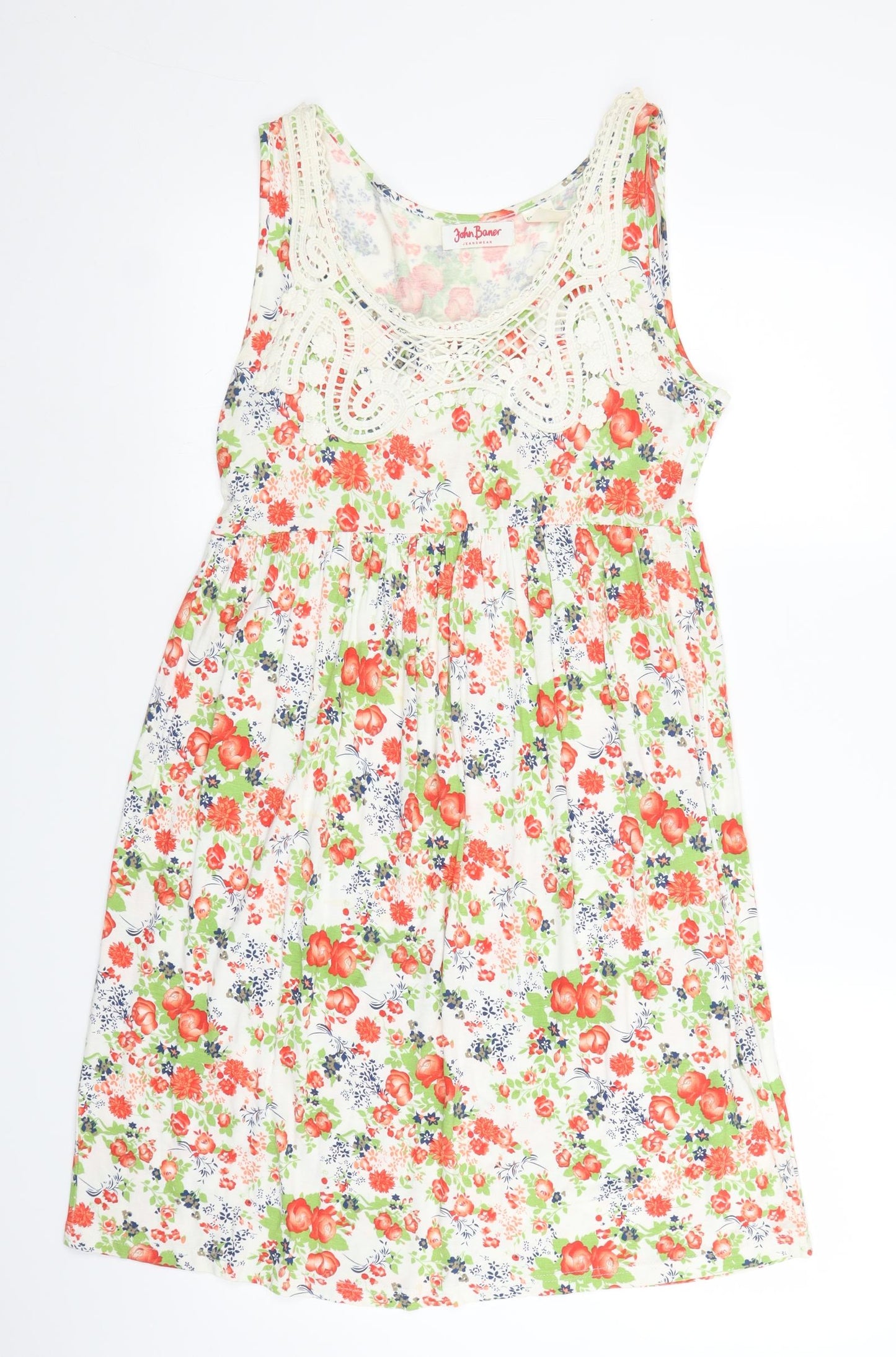 john bear Womens White Floral  A-Line  Size S