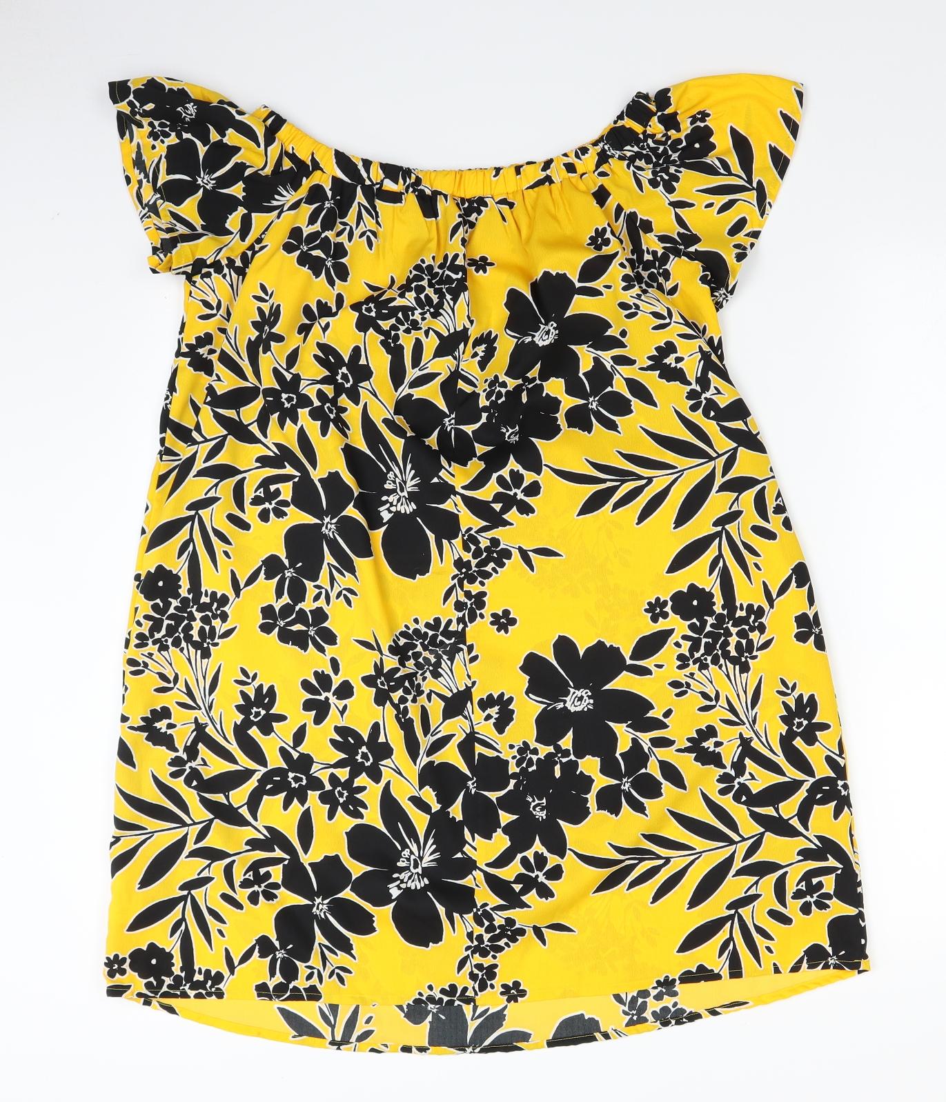 Primark Womens Yellow Floral  A-Line  Size 14