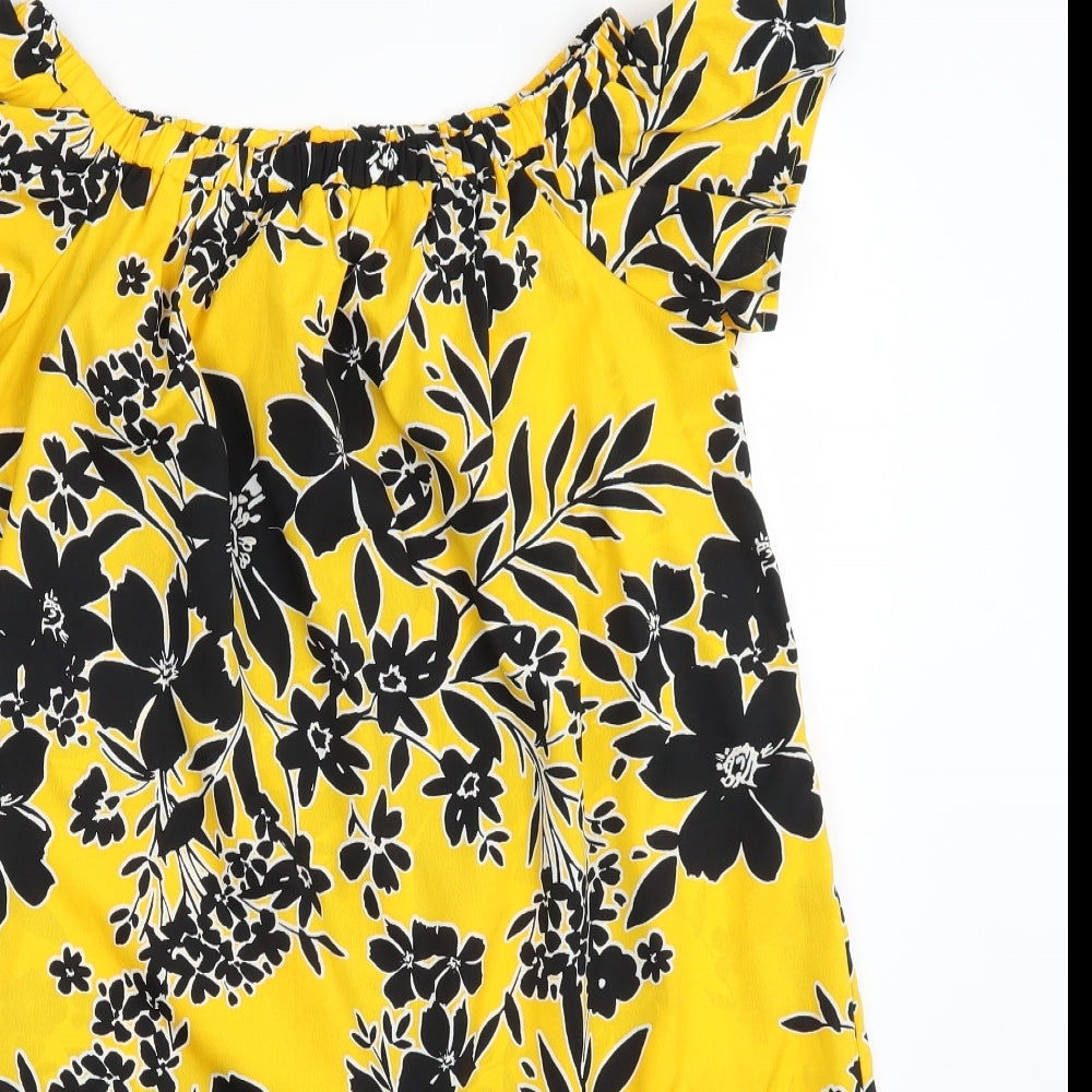 Primark Womens Yellow Floral  A-Line  Size 14
