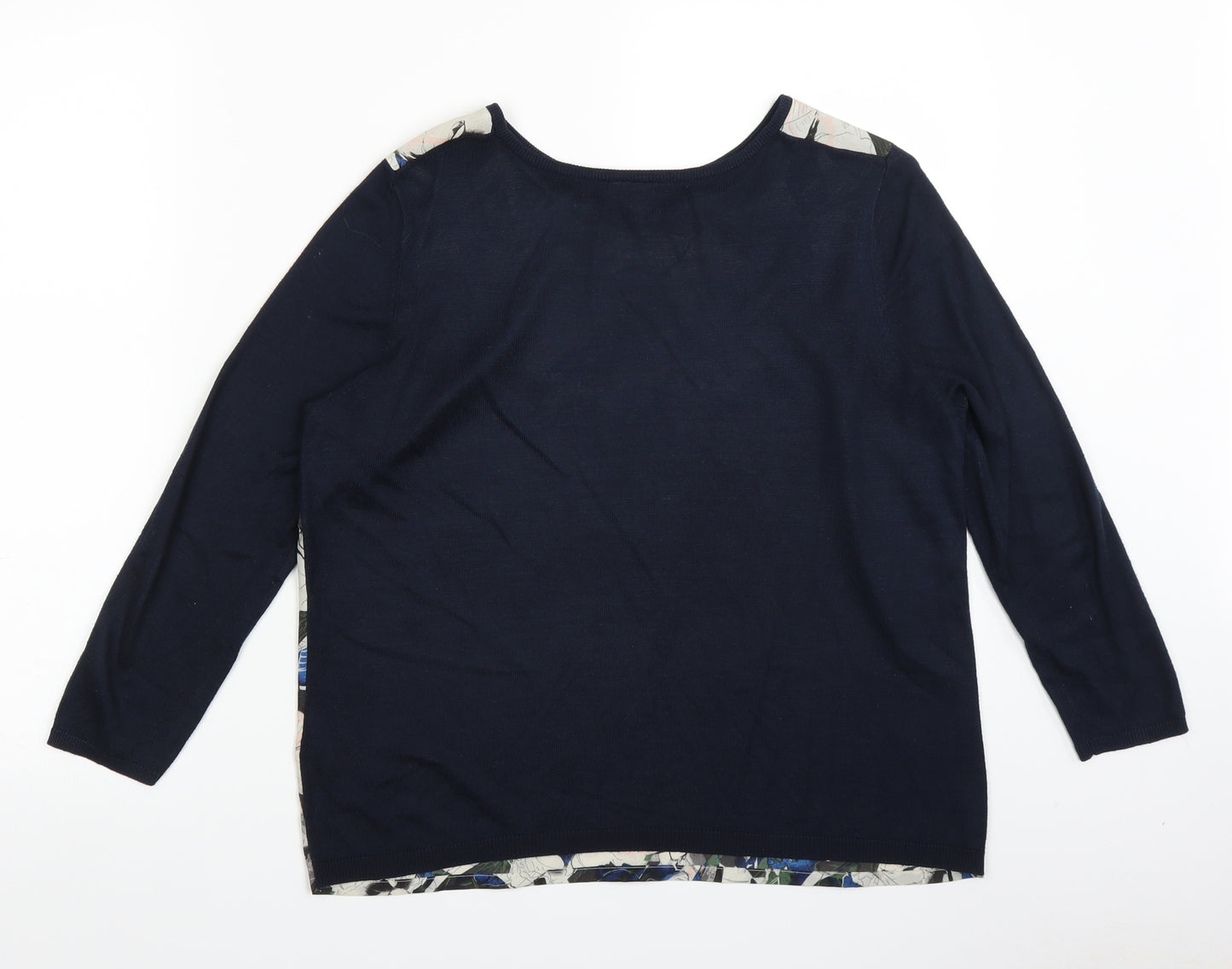 Warehouse Womens Blue Floral  Basic Blouse Size M