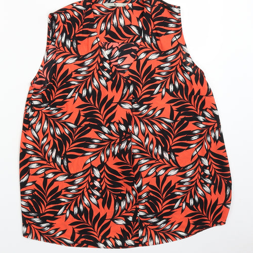 TU Womens Orange Floral  Basic Blouse Size 10