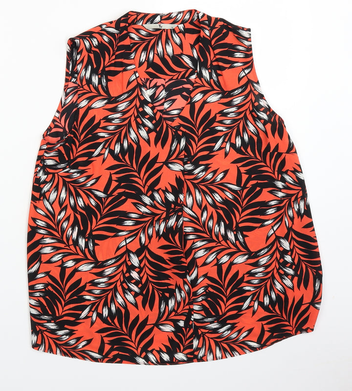 TU Womens Orange Floral Basic Blouse Size 10
