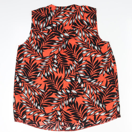 TU Womens Orange Floral  Basic Blouse Size 10