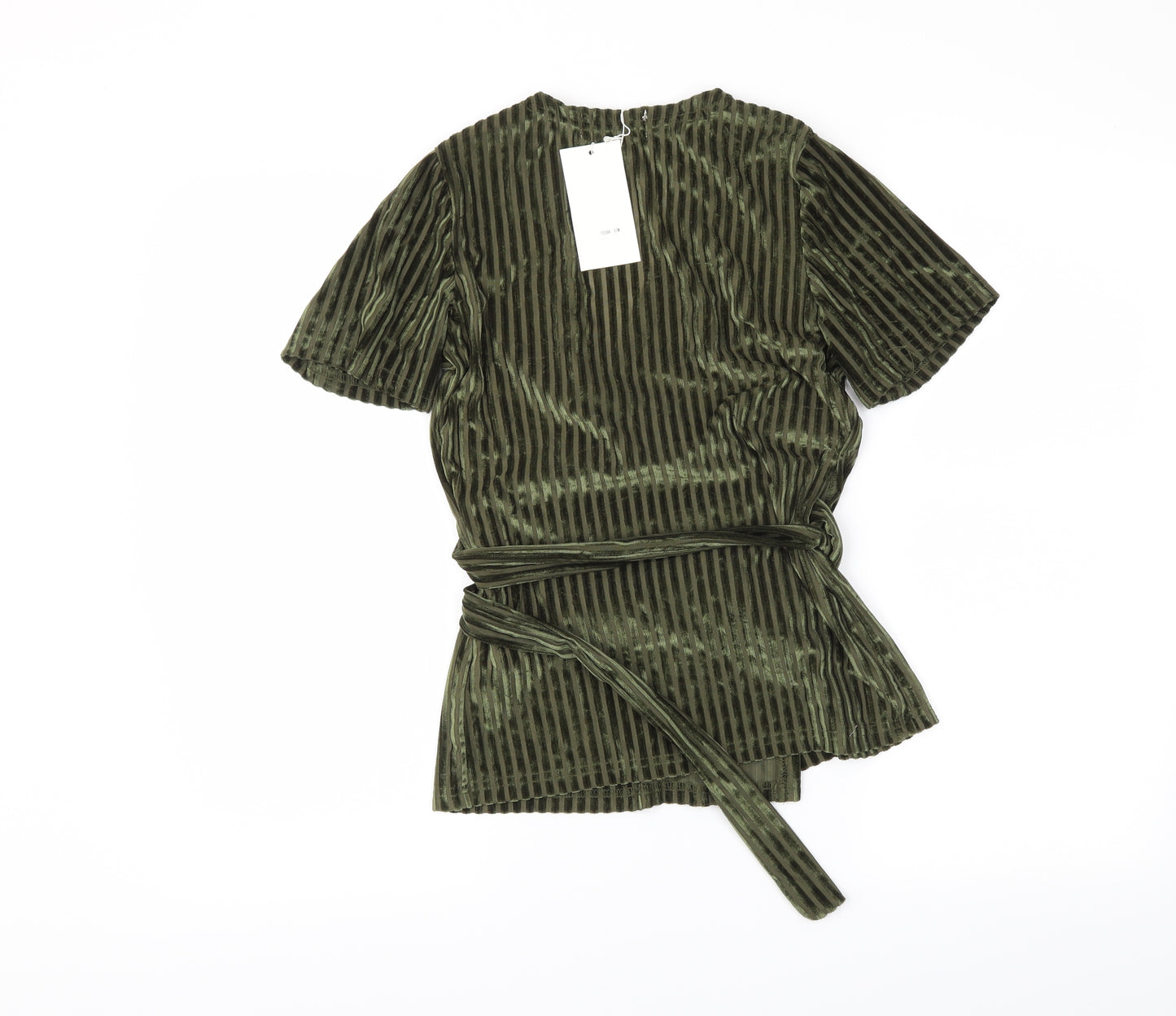 jcl Womens Green Striped  Wrap Blouse Size S
