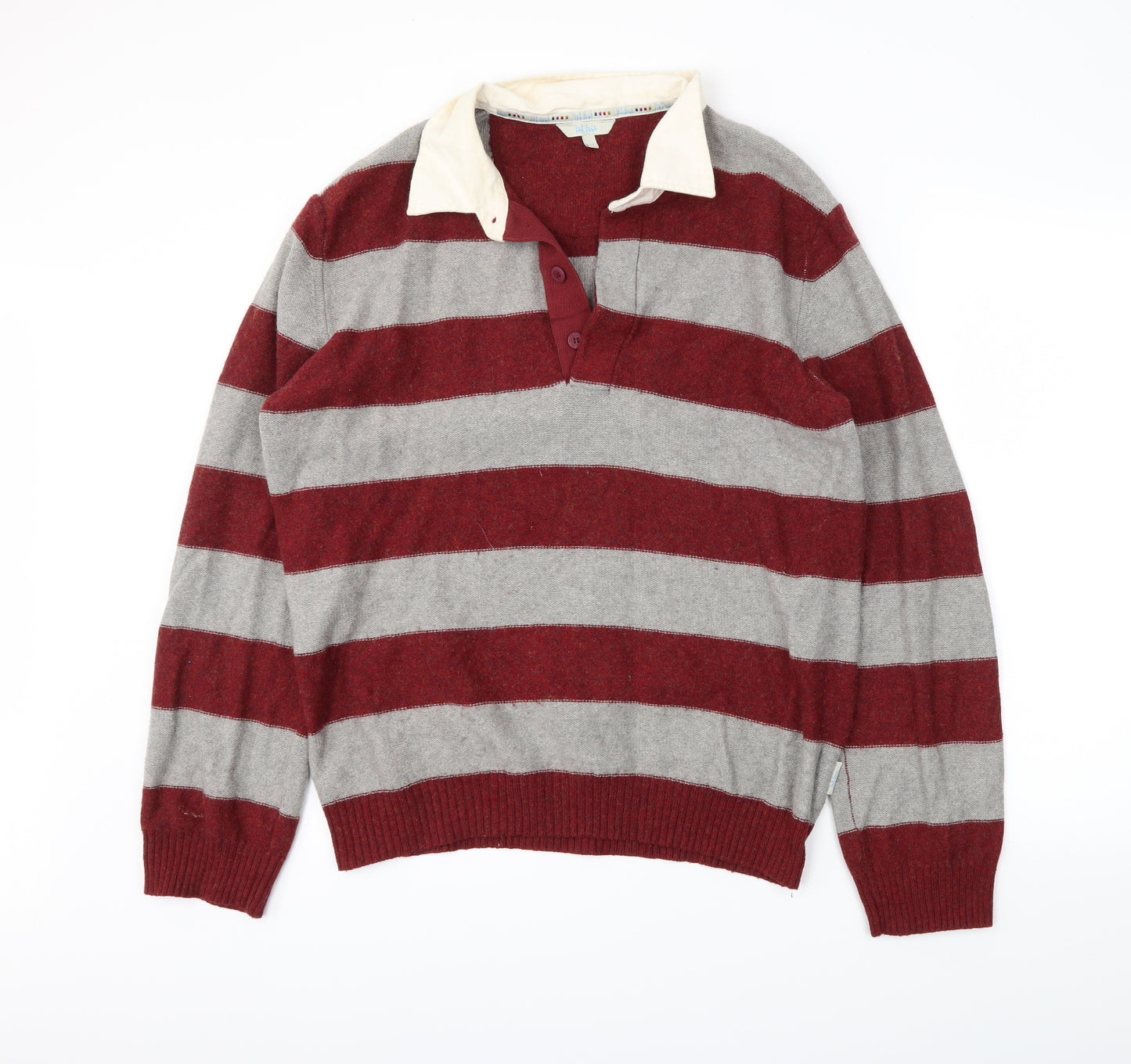 fatface Mens Red Striped  Henley Jumper Size M