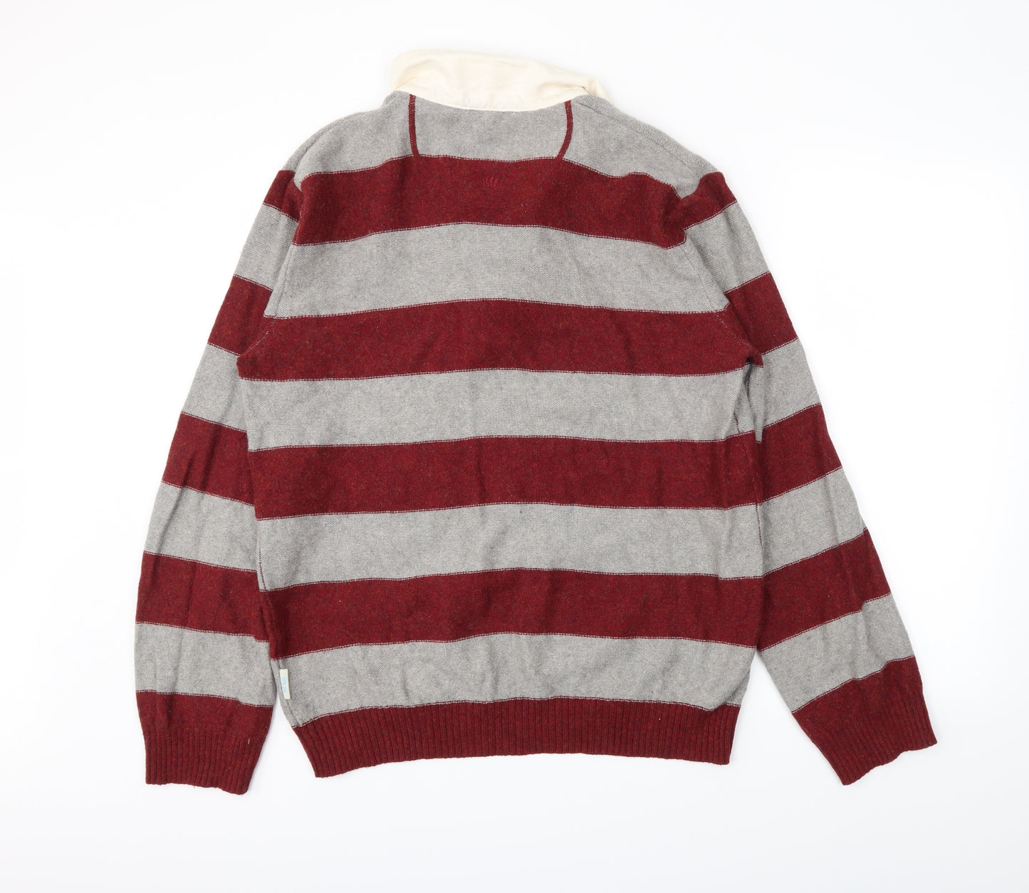 fatface Mens Red Striped  Henley Jumper Size M