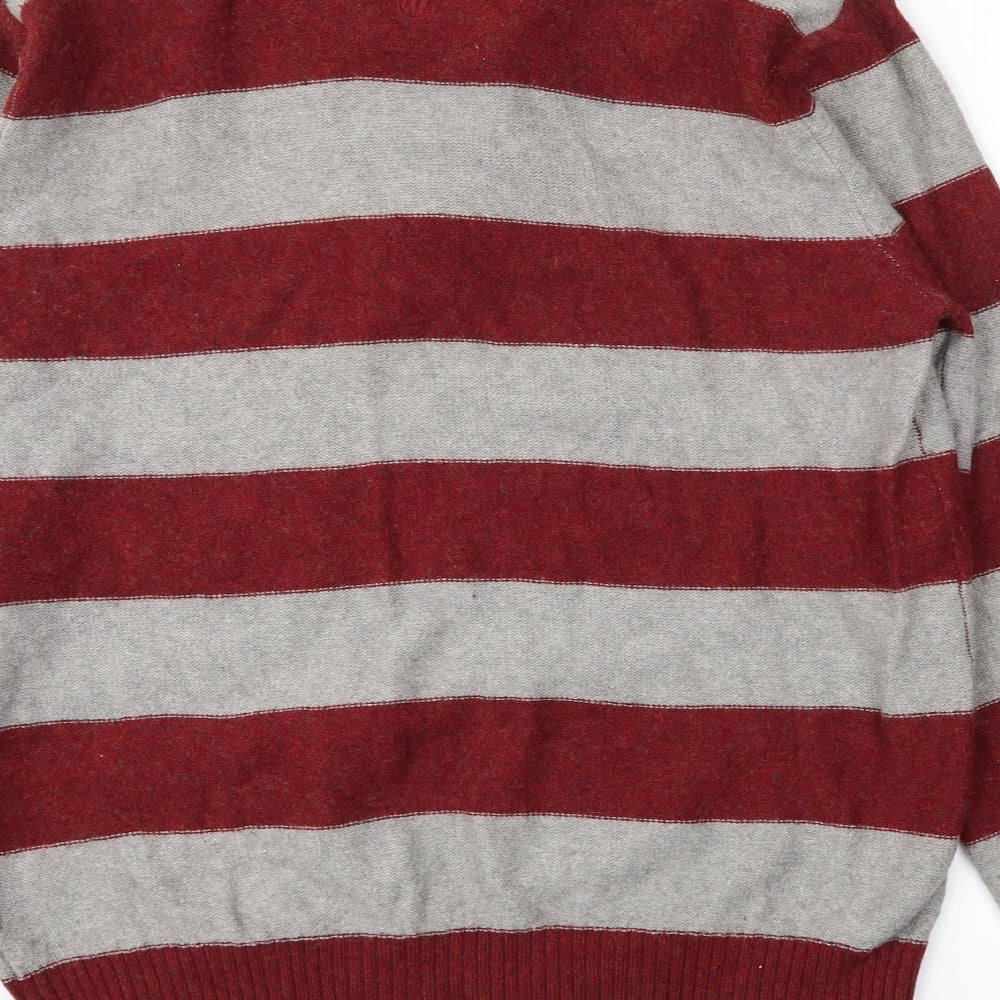 fatface Mens Red Striped  Henley Jumper Size M