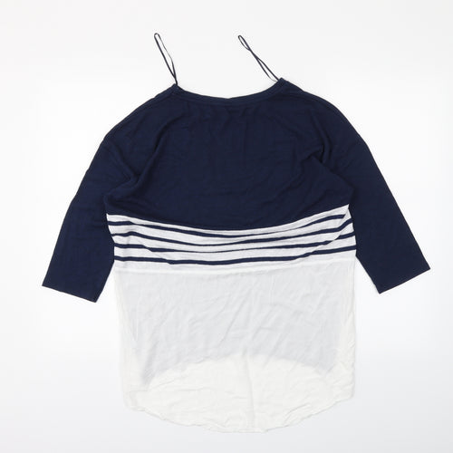 TU Womens Blue Striped  Tunic Polo Size 12