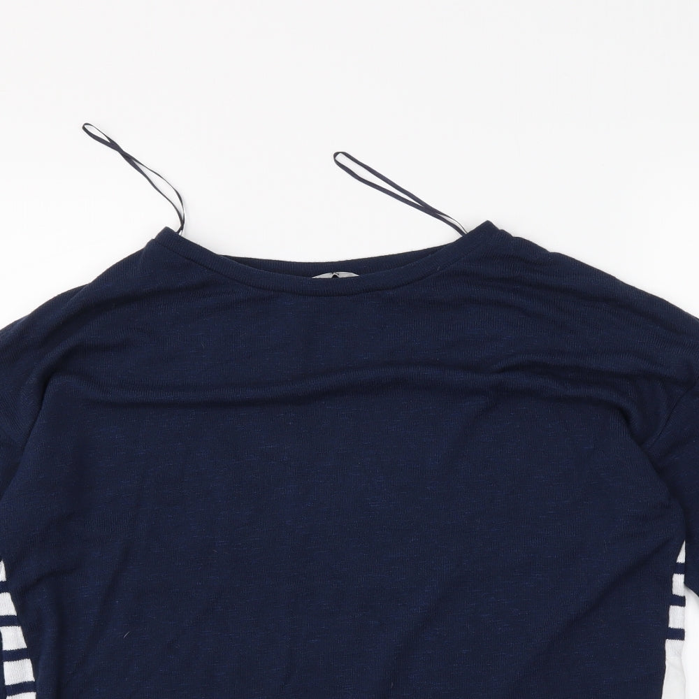 TU Womens Blue Striped  Tunic Polo Size 12