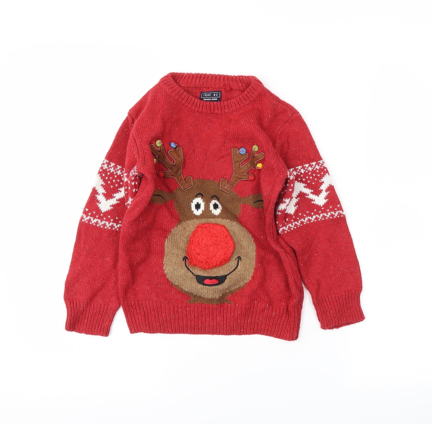 NEXT Boys Red Fair Isle  Pullover Jumper Size 4 Years  - Christmas