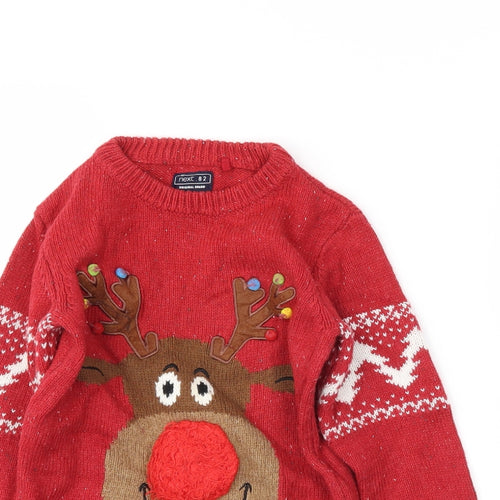 NEXT Boys Red Fair Isle  Pullover Jumper Size 4 Years  - Christmas