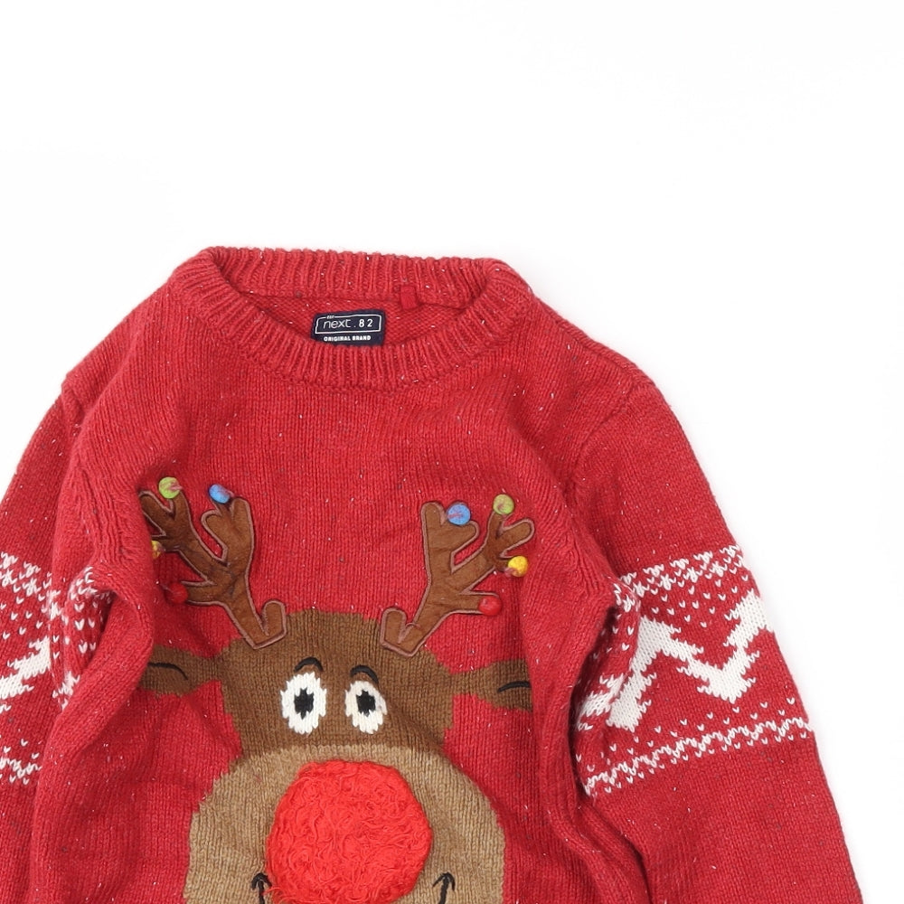 NEXT Boys Red Fair Isle  Pullover Jumper Size 4 Years  - Christmas