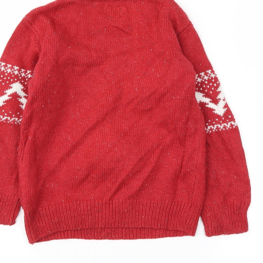NEXT Boys Red Fair Isle  Pullover Jumper Size 4 Years  - Christmas