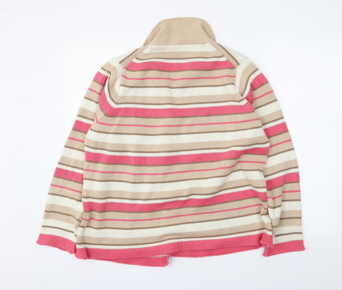 M&S Womens Beige Striped  Cardigan Jumper Size 22