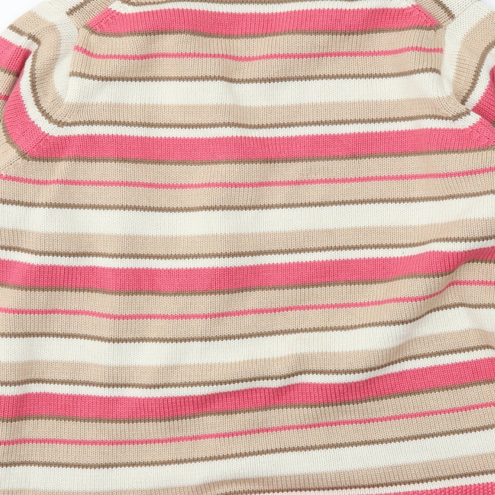 M&S Womens Beige Striped  Cardigan Jumper Size 22