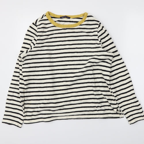 M&S Womens White Striped  Tunic T-Shirt Size 16