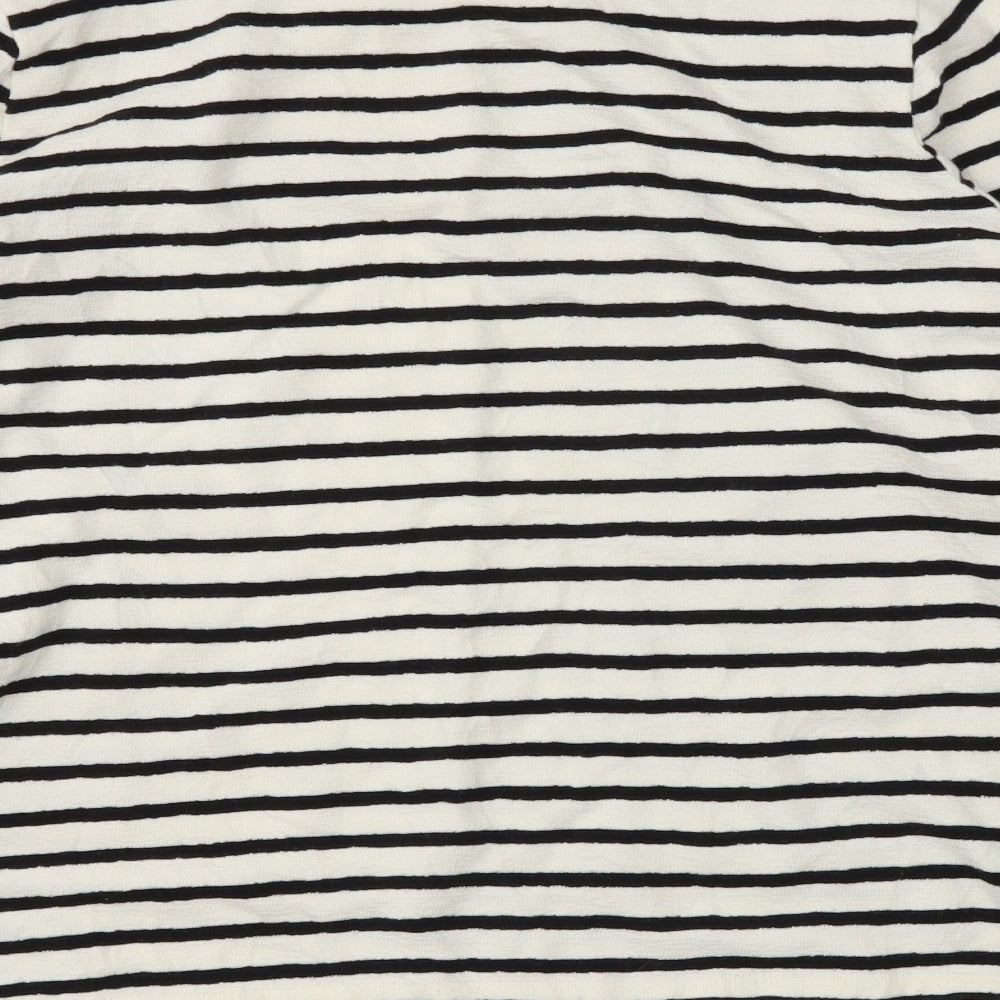 M&S Womens White Striped  Tunic T-Shirt Size 16
