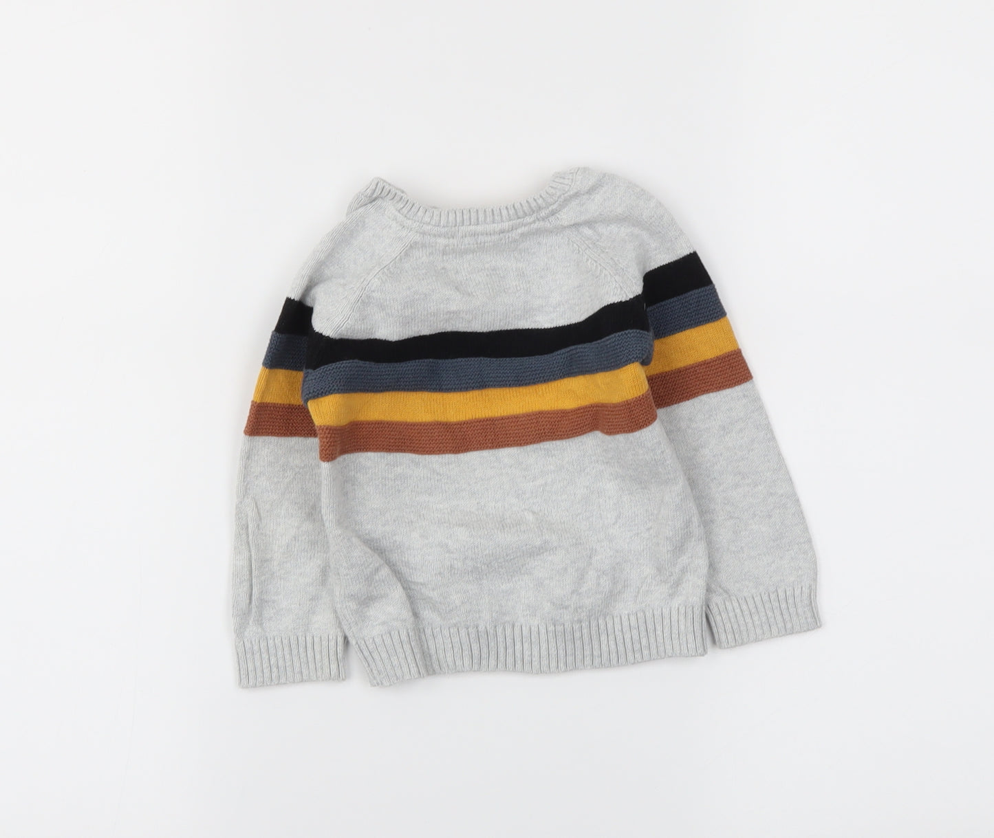 fred&flo Boys Grey Striped  Pullover Jumper Size 9-12 Months
