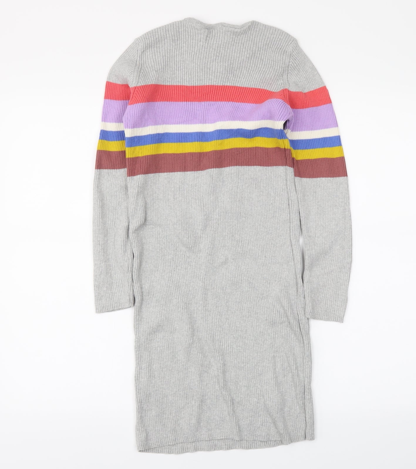 M&S Girls Grey Striped  Jumper Dress  Size 10-11 Years