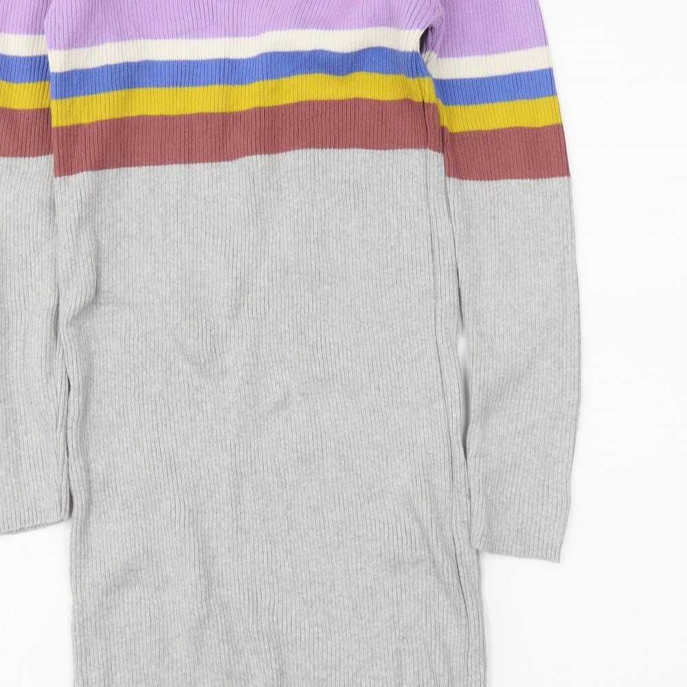 M&S Girls Grey Striped  Jumper Dress  Size 10-11 Years