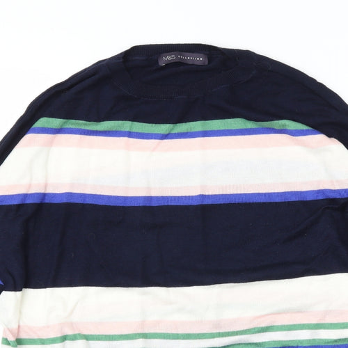 M&S Womens Black Striped  Pullover Jumper Size M