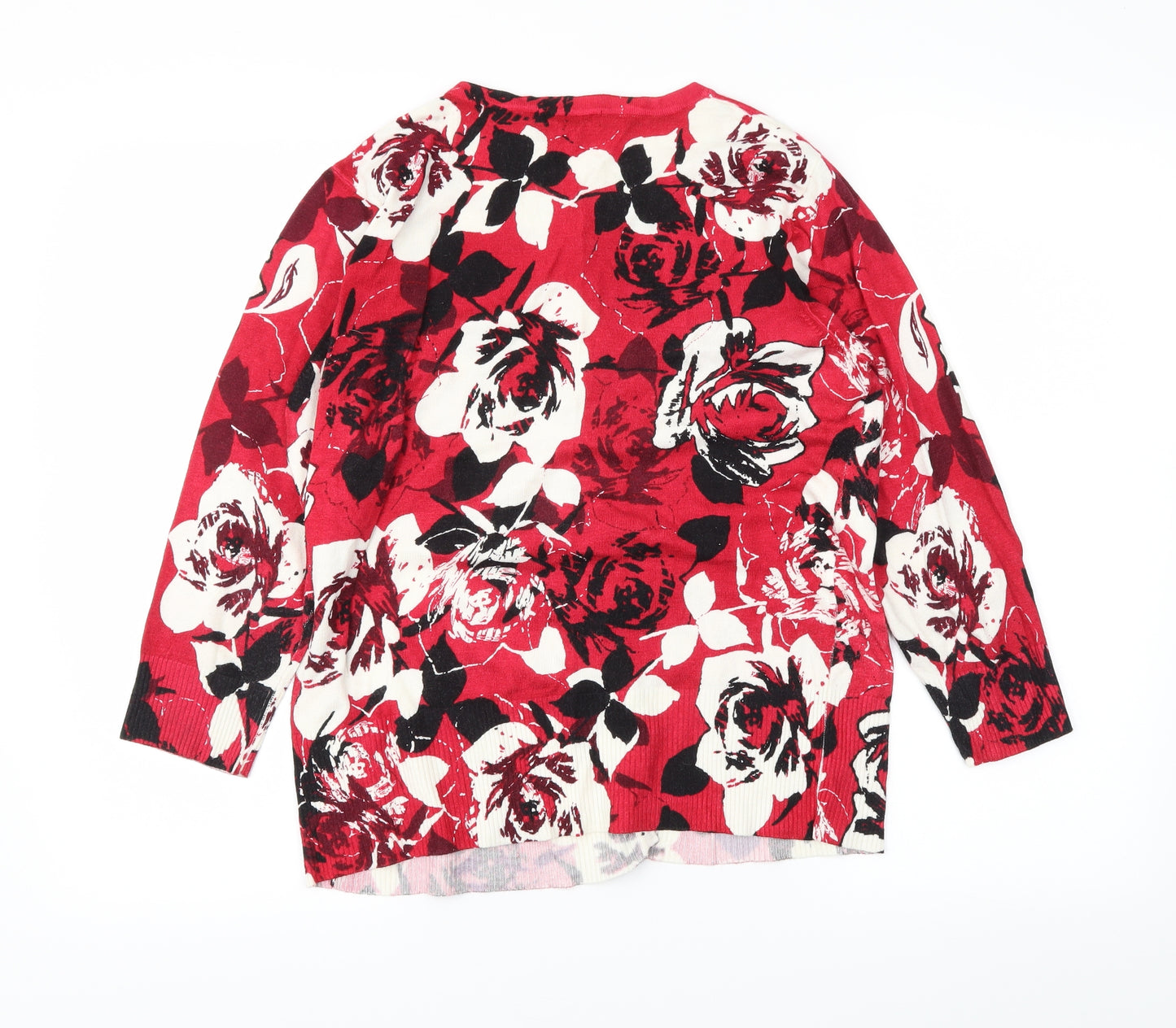 Papaya Womens Red Floral  Cardigan Jumper Size 16