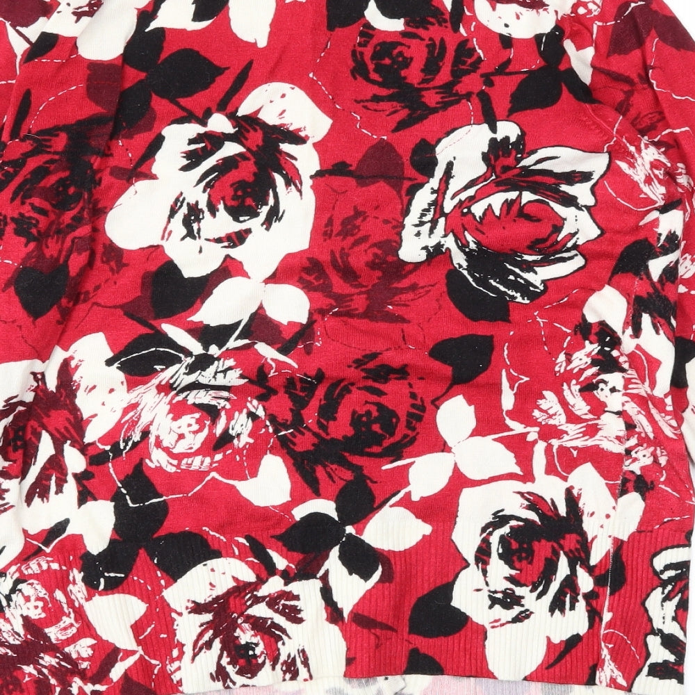 Papaya Womens Red Floral  Cardigan Jumper Size 16
