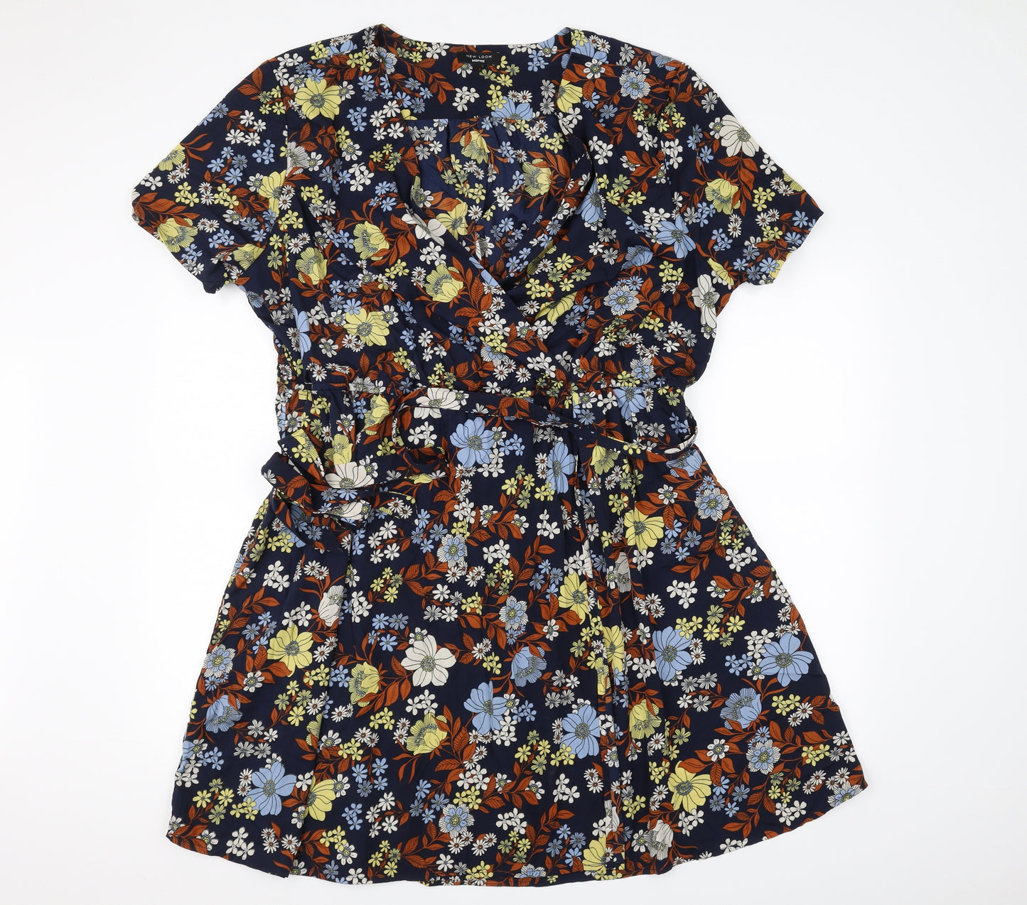 New Look Womens Blue Floral  Fit & Flare  Size 28