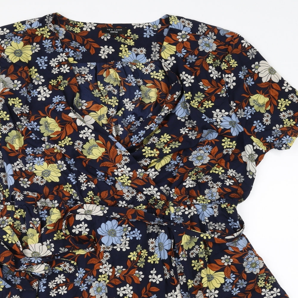 New Look Womens Blue Floral  Fit & Flare  Size 28