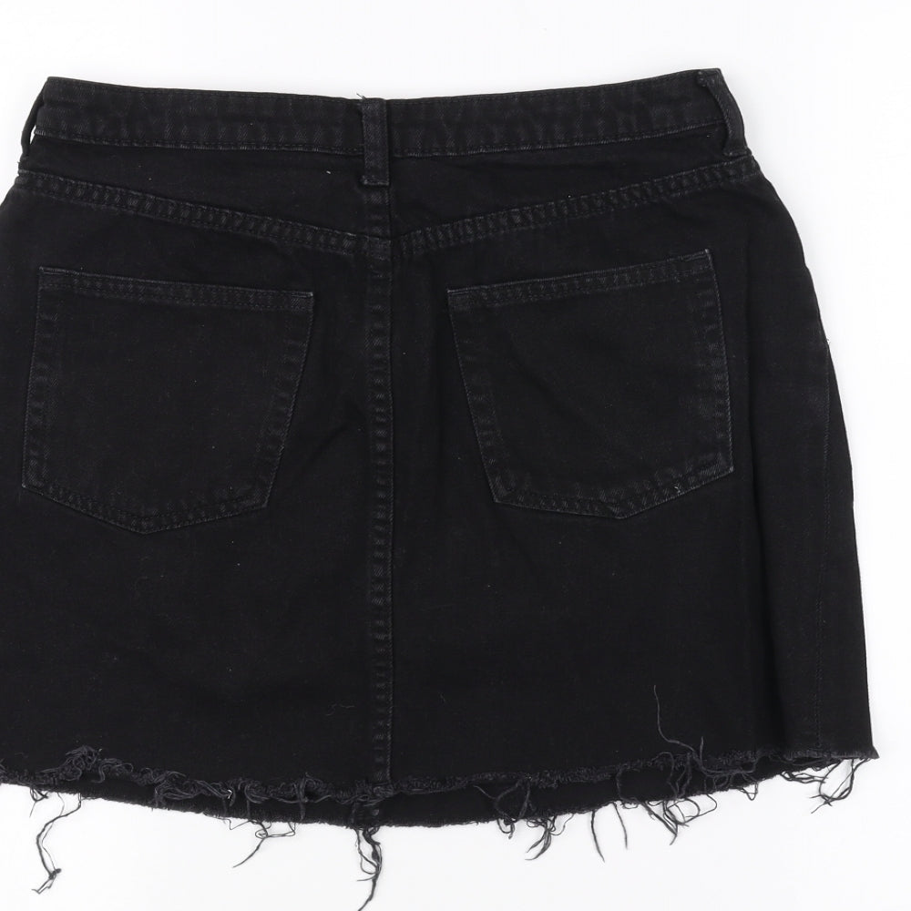 H&M Womens Black  Denim A-Line Skirt Size 10