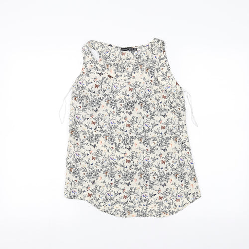 Atmosphere Womens White Floral  Basic Tank Size 6
