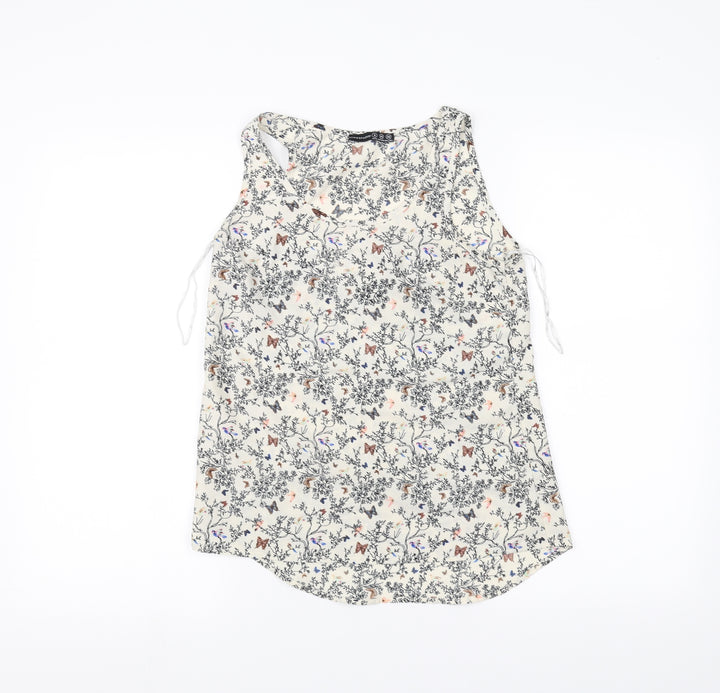 Atmosphere Womens White Floral Basic Tank Size 6