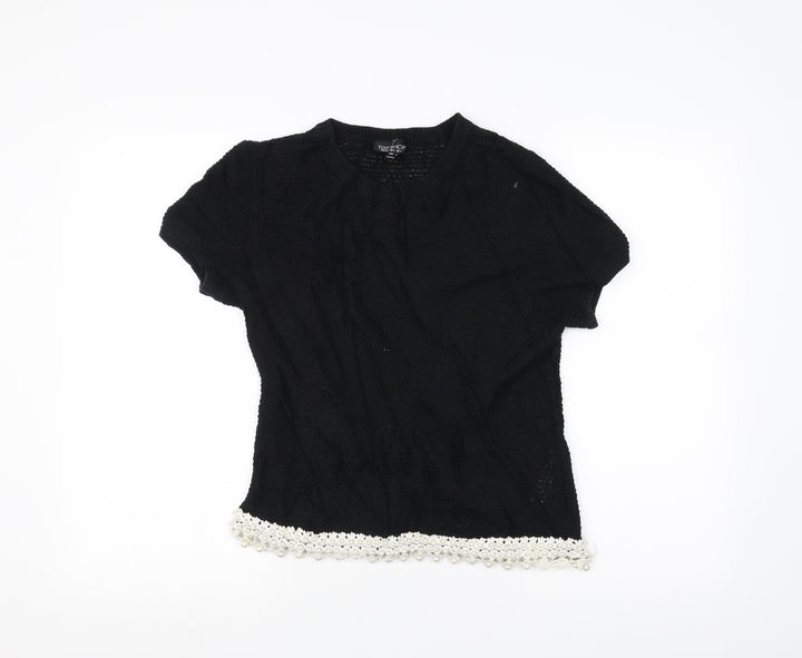Topshop Womens Black  Knit Pullover Jumper Size 10