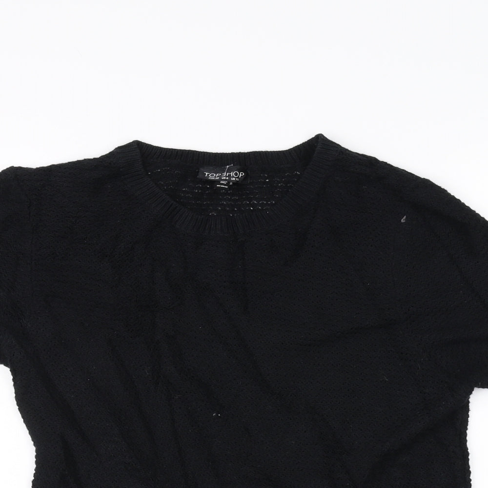 Topshop Womens Black  Knit Pullover Jumper Size 10