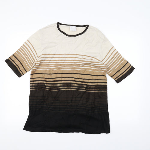 Classics Womens White Striped  Pullover Jumper Size 16