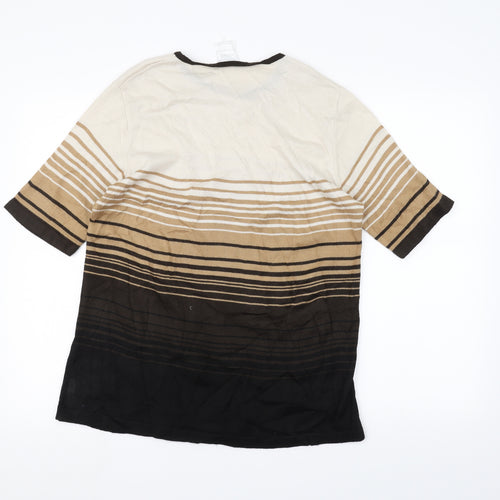 Classics Womens White Striped  Pullover Jumper Size 16
