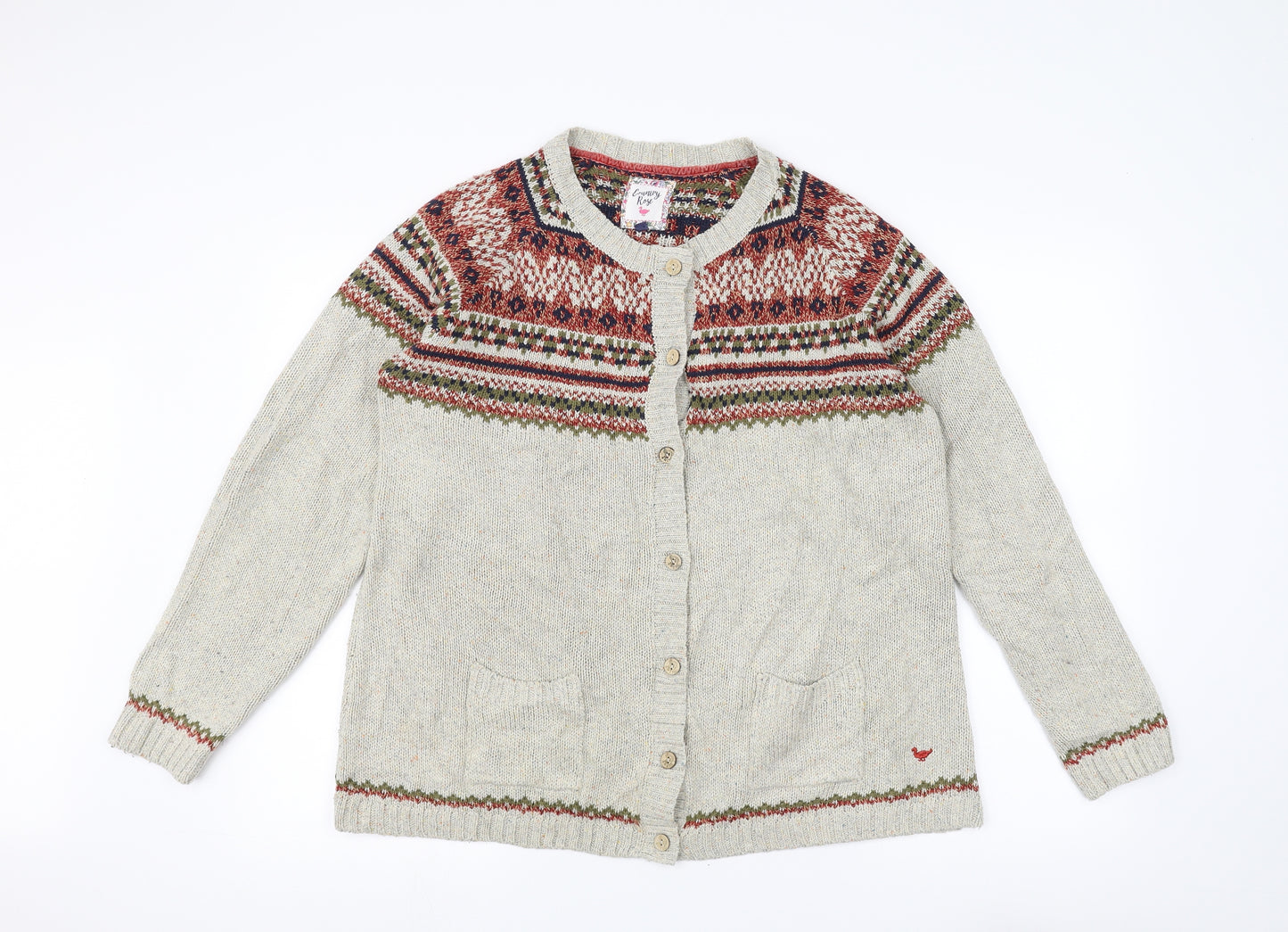 COUNTRY ROSE Womens White  Knit Jacket Coatigan Size L