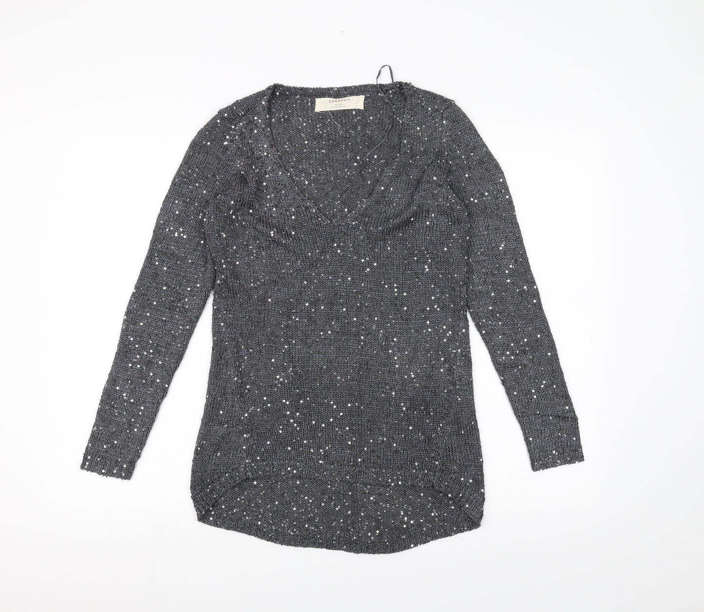 Zara Knit Womens Grey  Knit Pullover Jumper Size S