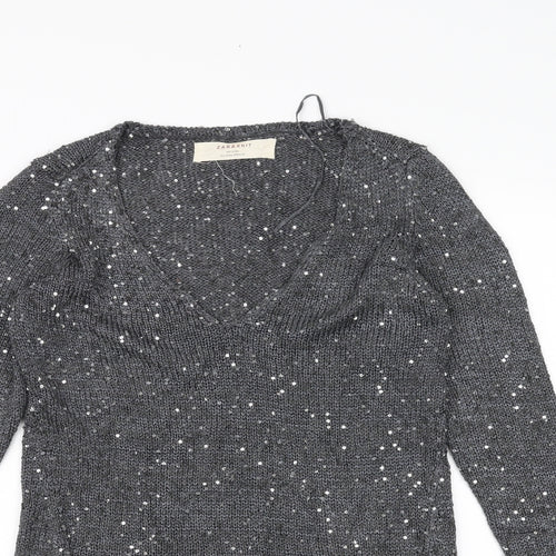 Zara Knit Womens Grey  Knit Pullover Jumper Size S