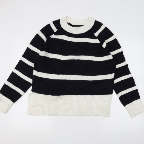 F&F Womens White Striped  Pullover Jumper Size 14
