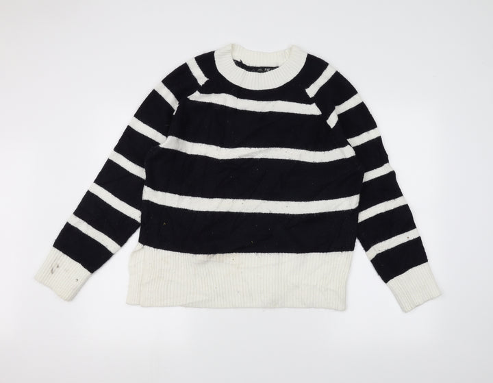 F&F Womens White Striped Pullover Jumper Size 14