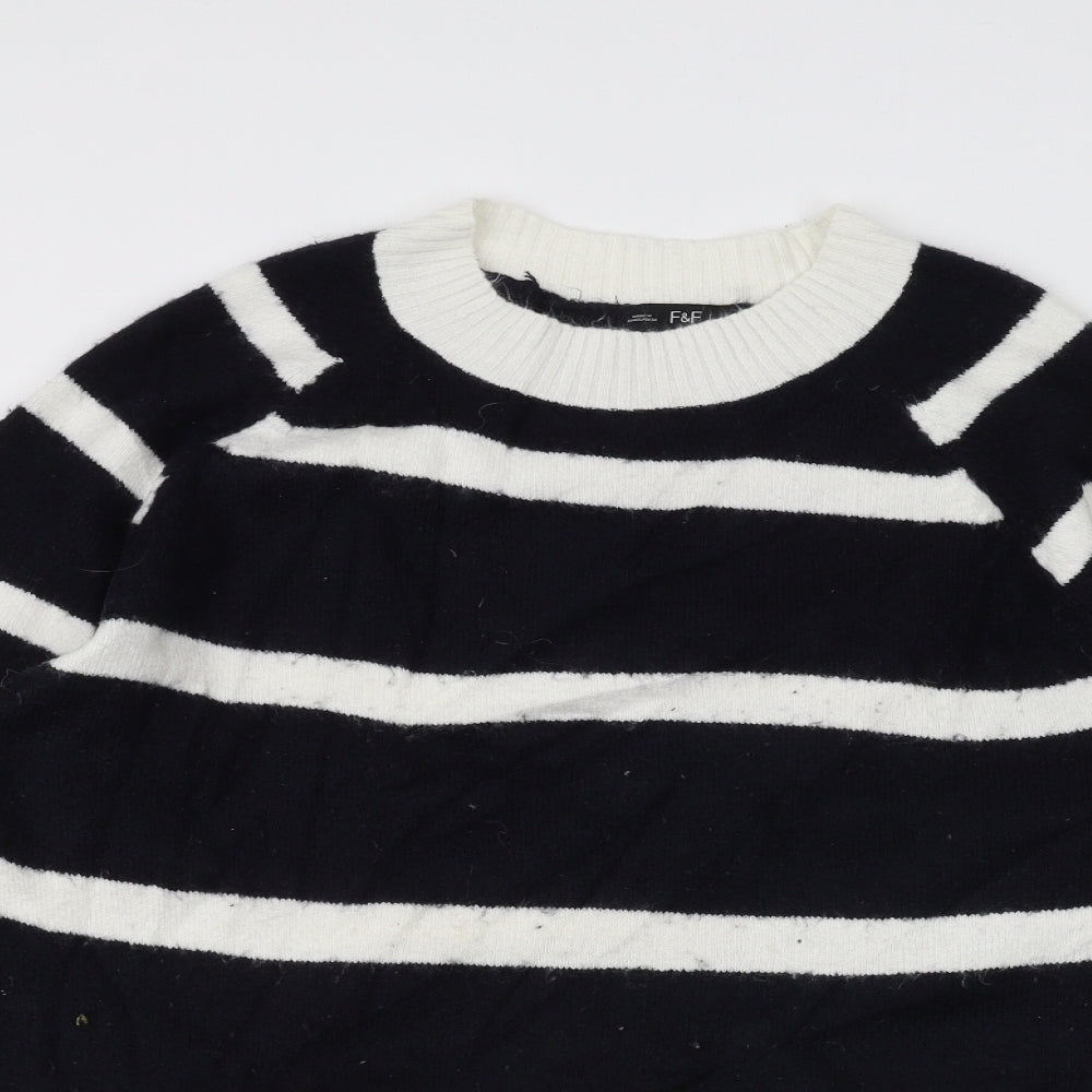 F&F Womens White Striped  Pullover Jumper Size 14