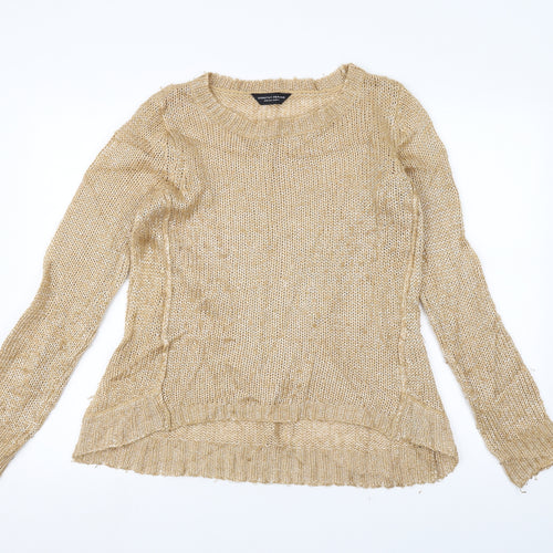 Dorothy Perkins Womens Gold  Knit Pullover Jumper Size M