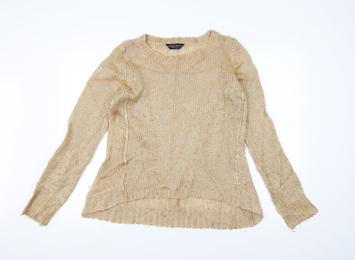 Dorothy Perkins Womens Gold  Knit Pullover Jumper Size M