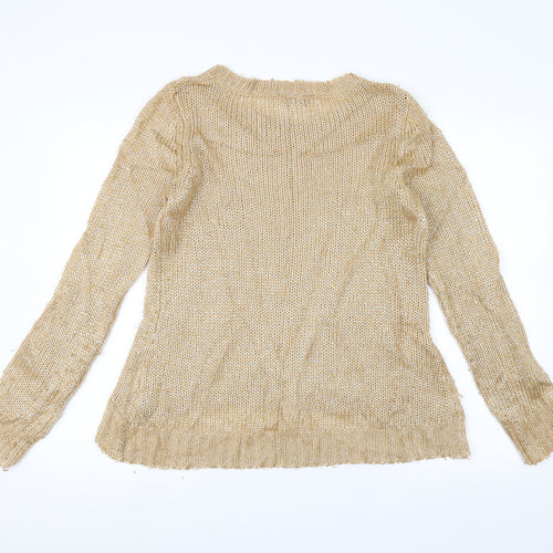 Dorothy Perkins Womens Gold  Knit Pullover Jumper Size M