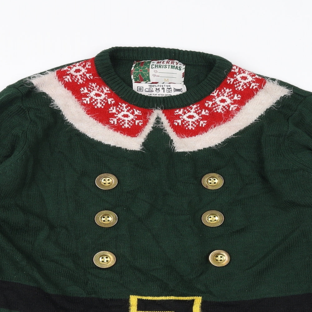 Cedar Wood State Mens Green  Knit Pullover Jumper Size M  - Elf Christmas