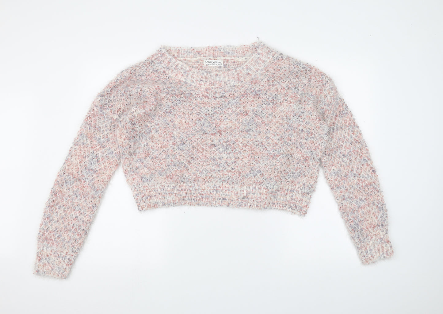 Made with love Womens White  Knit Pullover Jumper Size XL