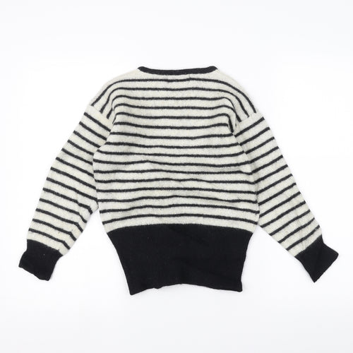 Expressions Womens White Striped  Pullover Jumper Size M