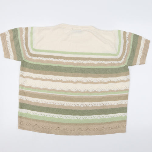 BM Womens White Striped  Pullover Jumper Size M
